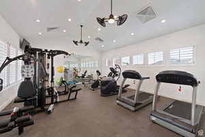 Workout area with visible vents and a healthy amount of sunlight