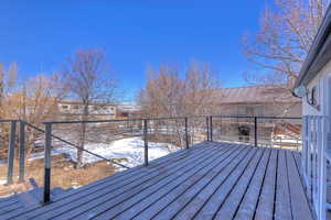 View of snow covered deck