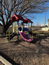 Community playground featuring fence