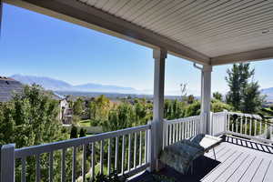 Wooden deck with a mountain view