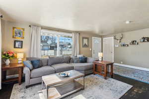 Living area featuring wood finished floors