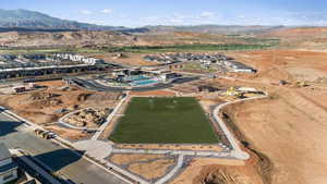 Bird's eye view featuring a mountain view