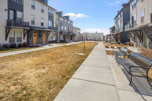 Surrounding community featuring a residential view and a lawn