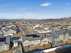 Aerial view featuring a mountain view and a residential view