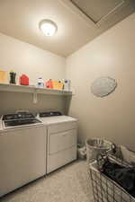 Laundry area with shelving