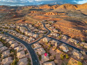 Aerial view featuring a residential view and a mountain view