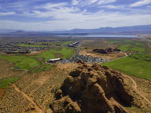 Drone / aerial view featuring Sand Hollow Reservoir