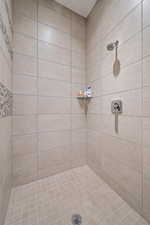 Primary bathroom with a tile shower