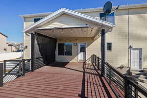 Deck with entry steps and fence