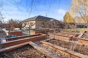 Raised bed garden with automated drip system