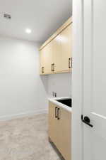 Bar featuring baseboards, visible vents, and recessed lighting