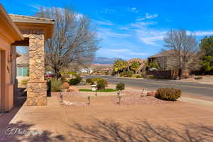 View of yard featuring a mountain view