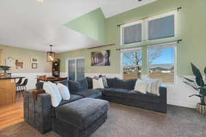 Living room with wood finished floors