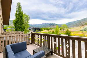 Exterior space featuring a mountain view