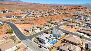 Aerial view featuring a residential view and a mountain view