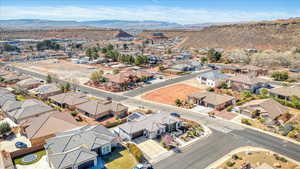 Drone / aerial view featuring a mountain view and a residential view