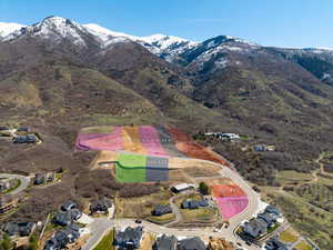 Aerial view featuring a mountain view
