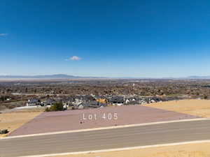 Drone / aerial view with a mountain view and a residential view