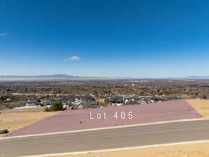 Drone / aerial view featuring a mountain view and a residential view