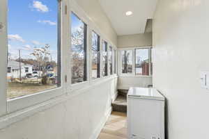 Sunroom with a residential view