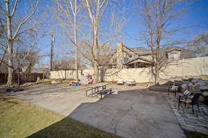 View of patio featuring a fenced backyard