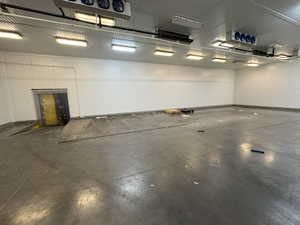 Garage with metal wall