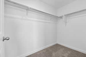 Walk in closet with carpet