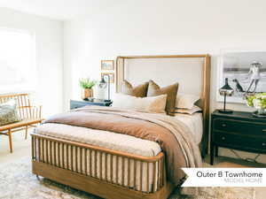 Bedroom with carpet flooring