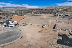 Aerial view featuring a mountain view