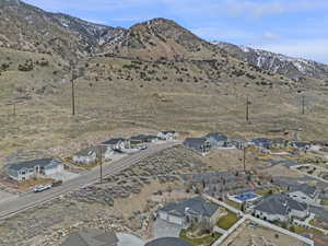 Aerial view featuring a residential view and a mountain view