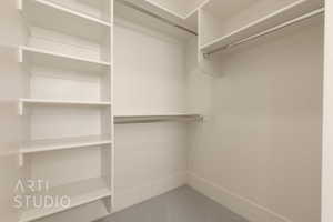 Spacious closet featuring carpet flooring