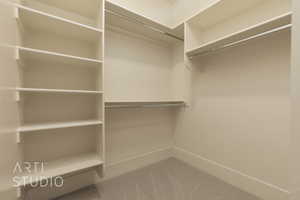 Walk in closet featuring carpet floors