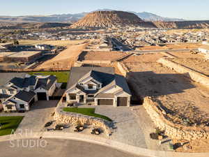 Aerial view with a residential view and a mountain view