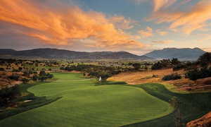 View of home's community with a mountain view and golf course view