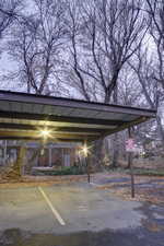 View of covered parking lot