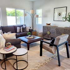 Living area featuring wood finished floors