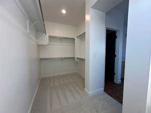Walk in closet featuring carpet floors