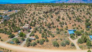 Aerial view featuring a mountain view