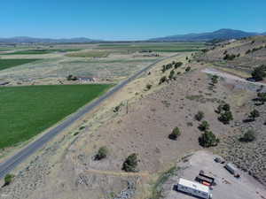 Overview of rural landscape with mountains