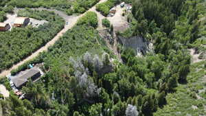 Aerial view with a view of trees