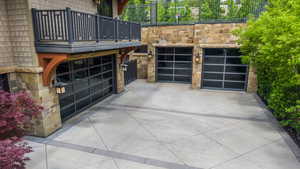 Garage featuring driveway