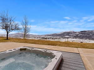 Exterior space featuring a mountain view