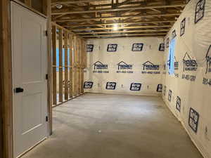 View of below grade area, Future Bedroom 5 (Jack-in-Jill bathroom ruffed in)
