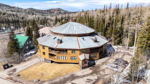 Bird's eye view with a wooded view