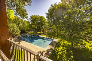 View of pool featuring a water slide