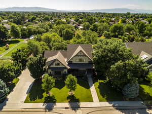 Drone / aerial view with a mountain view