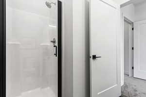 Bathroom with a shower stall