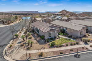 Aerial view featuring a residential view and a mountain view