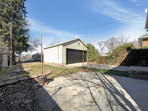 View of detached garage