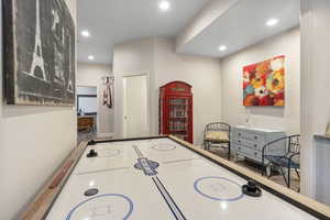 Rec room featuring recessed lighting